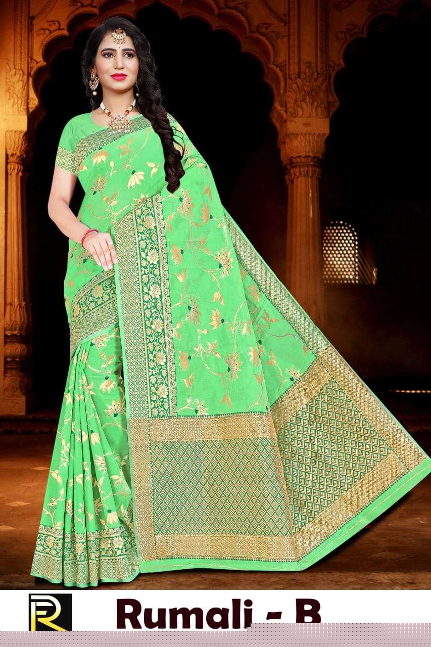 RUMALI BY RONISHA FASHION A TO E SERIES INDIAN TRADITIONAL WEAR COLLECTION BEAUTIFUL STYLISH FANCY COLORFUL PARTY WEAR & OCCASIONAL WEAR SOFT COTTON SAREES AT WHOLESALE PRICE