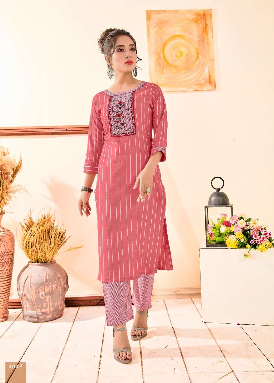 ROOHI BY KARAN IMPEX 4047 TO 4051 SERIES DESIGNER STYLISH FANCY COLORFUL BEAUTIFUL PARTY WEAR & ETHNIC WEAR COLLECTION HEAVY COTTON EMBROIDERY KURTIS WITH BOTTOM AT WHOLESALE PRICE