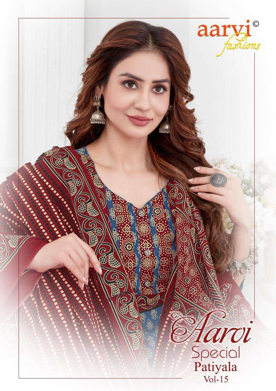 SPECIAL PATIYALA VOL-15 BY AARVI FASHION 5001 TO 5012 SERIES BEAUTIFUL PATIYALA SUITS COLORFUL STYLISH FANCY CASUAL WEAR & ETHNIC WEAR PURE COTTON DRESSES AT WHOLESALE PRICE