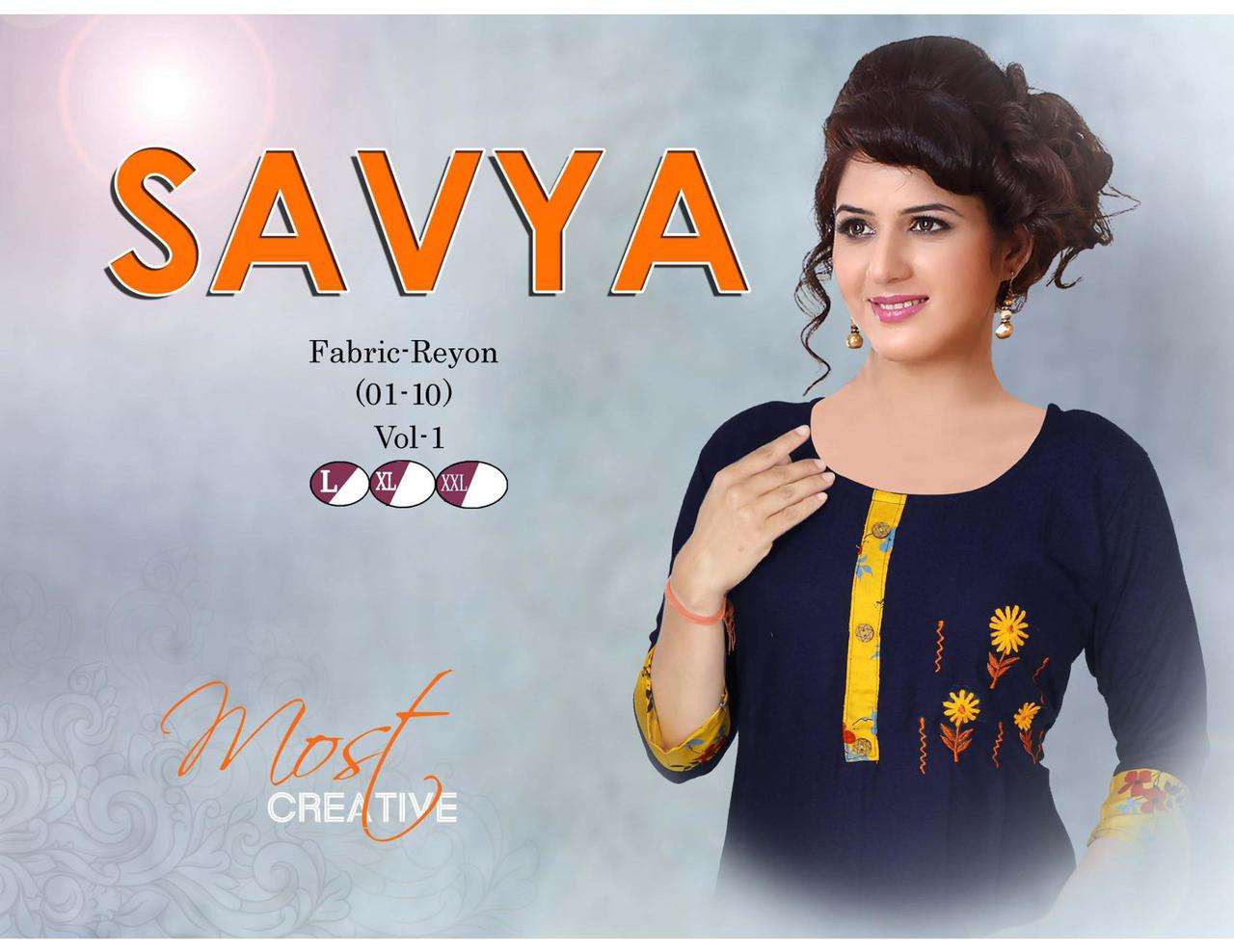 SAVYA BY POOJA 01 TO 10 SERIES DESIGNER STYLISH FANCY COLORFUL BEAUTIFUL PARTY WEAR & ETHNIC WEAR COLLECTION RAYON PRINT KURTIS AT WHOLESALE PRICE