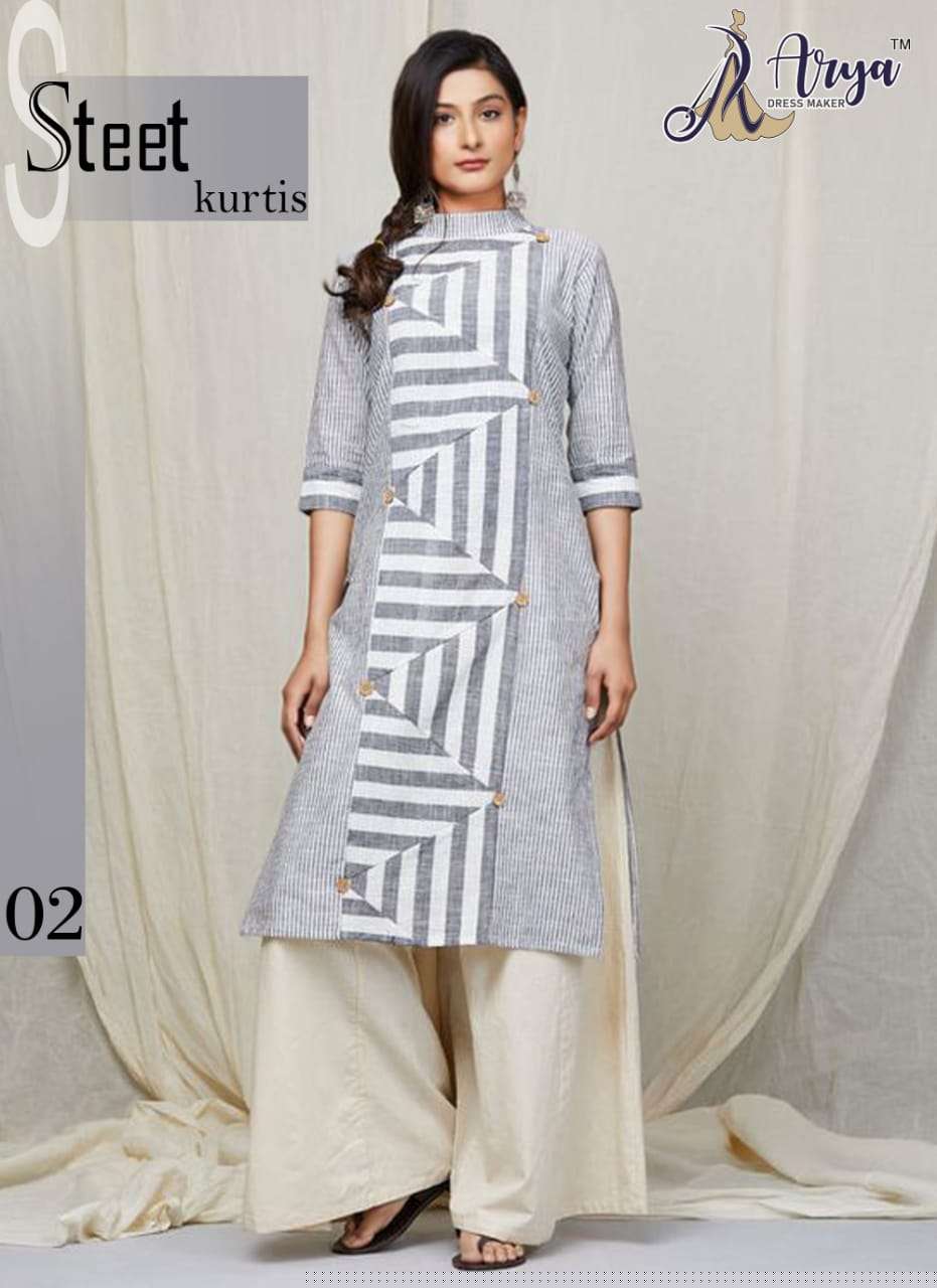 STEET BY ARYA 01 TO 06 SERIES DESIGNER STYLISH FANCY COLORFUL BEAUTIFUL PARTY WEAR & ETHNIC WEAR COLLECTION RAYON DIGITAL PRINT KURTIS AT WHOLESALE PRICE