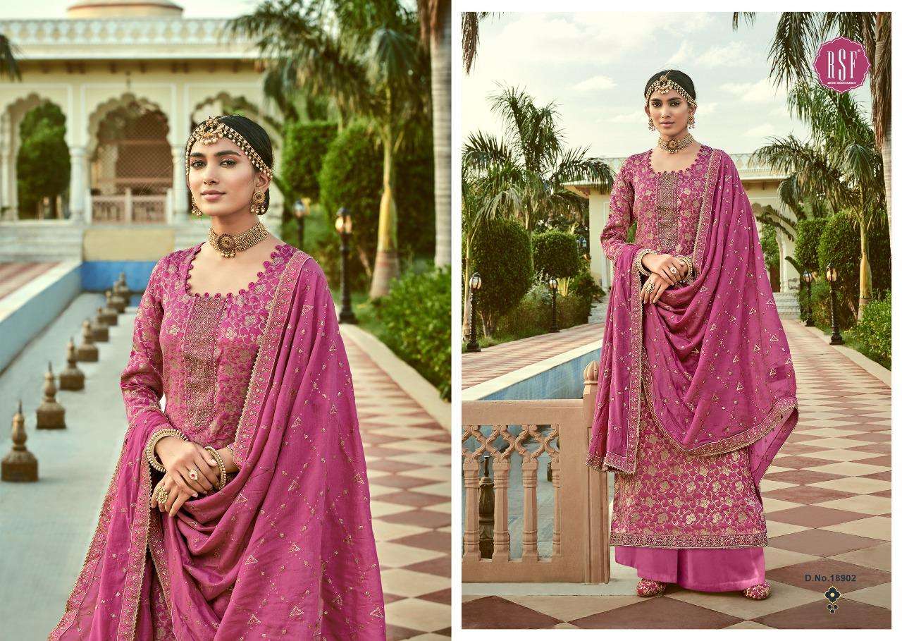 SWAG VOL-7 BY RIDDHI SIDDHI FASHION 18901 TO 18906 SERIES BEAUTIFUL STYLISH SHARARA SUITS FANCY COLORFUL CASUAL WEAR & ETHNIC WEAR & READY TO WEAR PURE SILK JACQAURD EMBROIDERED DRESSES AT WHOLESALE PRICE