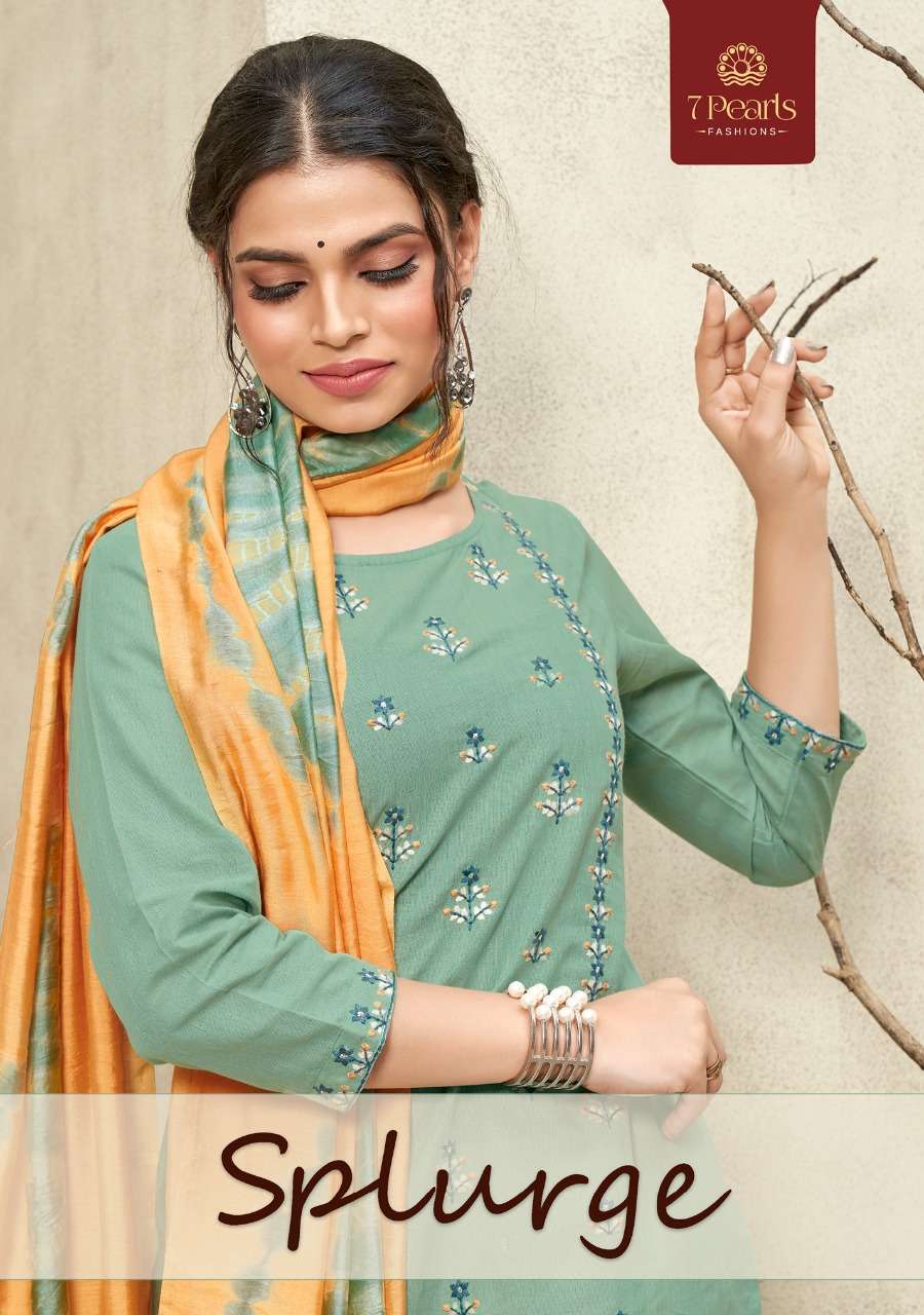 SPLURGE BY 7 PEARLS 1001 TO 1004 SERIES BEAUTIFUL SUITS COLORFUL STYLISH FANCY CASUAL WEAR & ETHNIC WEAR PUE COTTON EMBROIDERED DRESSES AT WHOLESALE PRICE