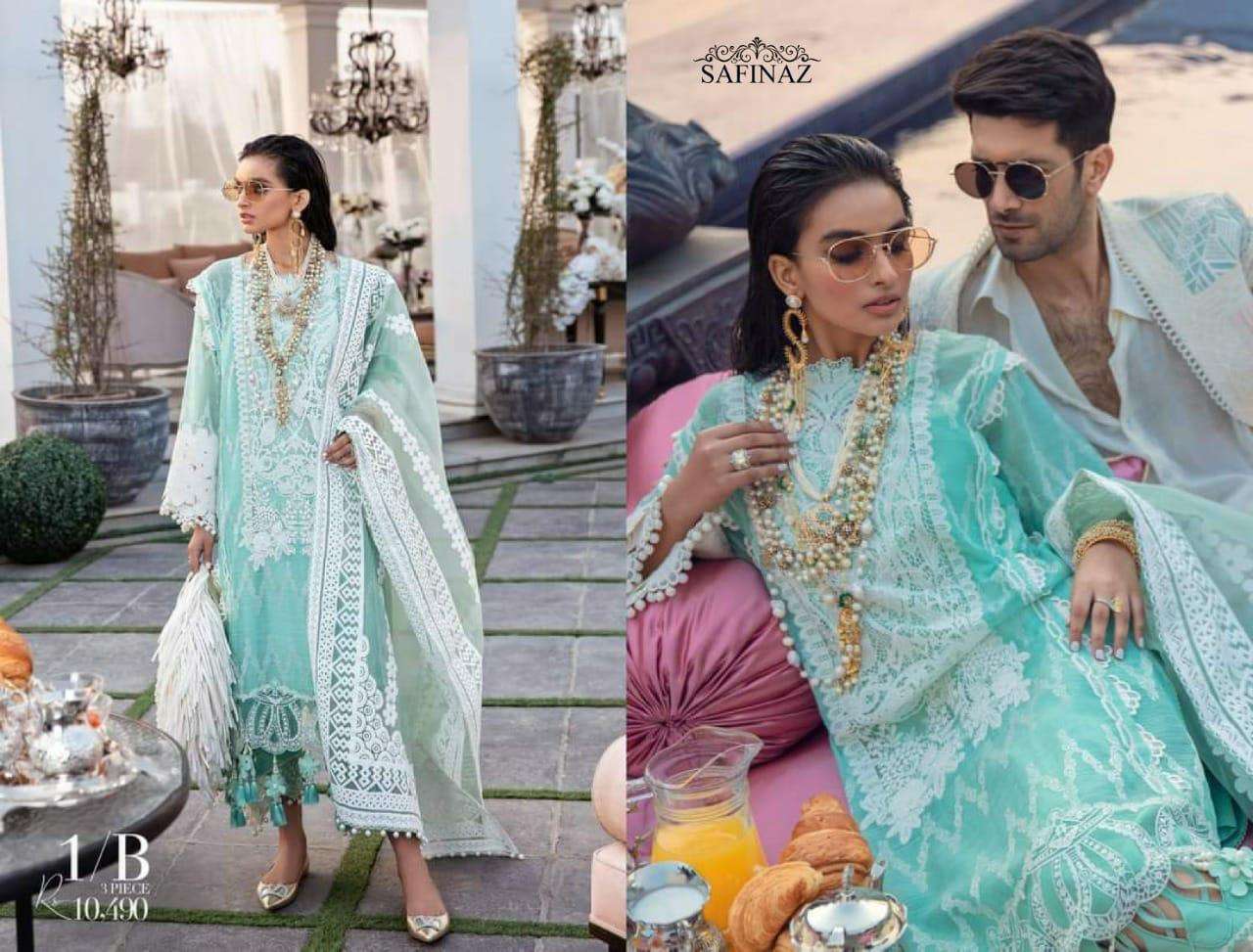 SAFINAZ VOL-1 SCHIFFLI COLLECTION BY SAFINAZ 1-A TO 1-B SERIES BEAUTIFUL STYLISH SUITS FANCY COLORFUL CASUAL WEAR & ETHNIC WEAR & READY TO WEAR PURE CAMBRIC COTTON EMBROIDERED DRESSES AT WHOLESALE PRICE