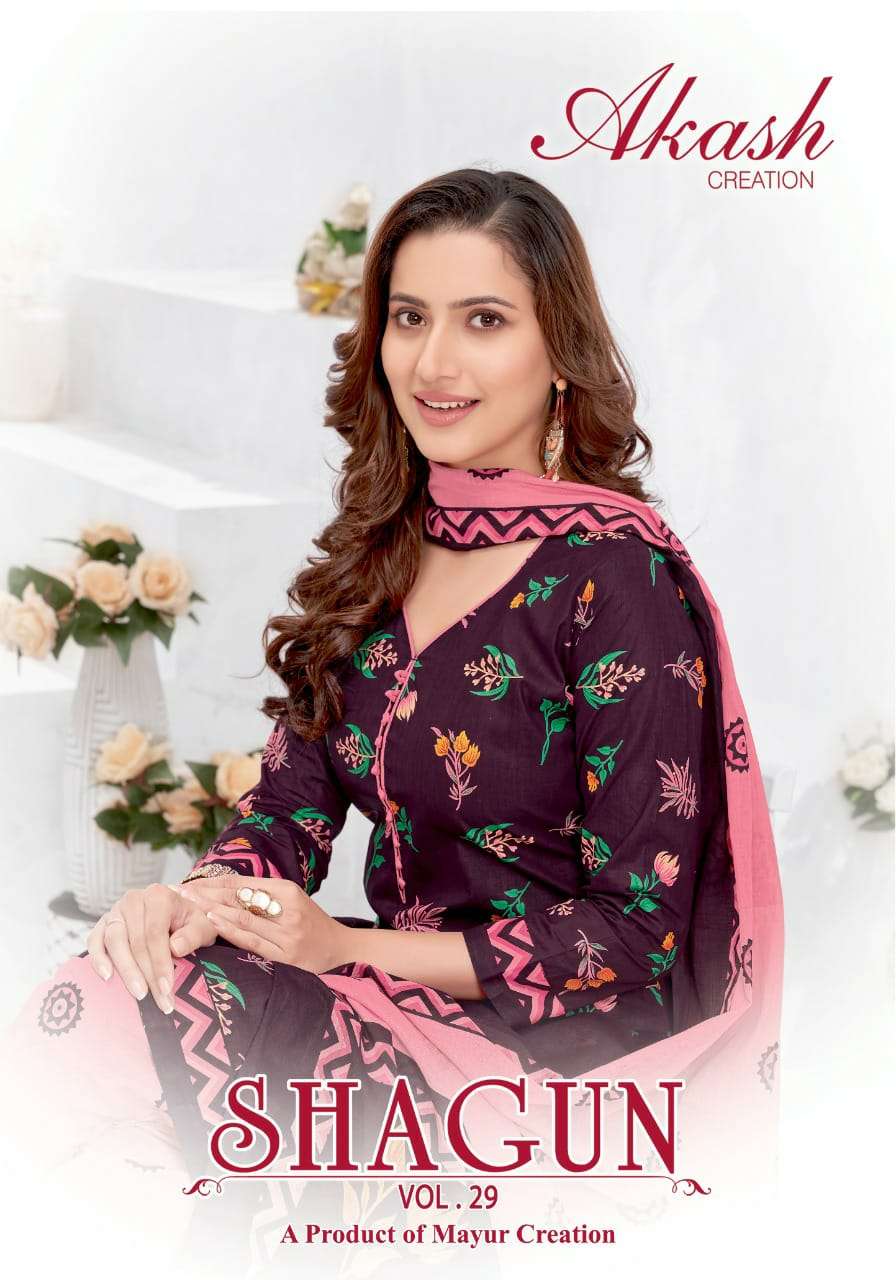 SHAGUN VOL-29 BY AKASH CREATION 2901 TO 2925 SERIES BEAUTIFUL SUITS COLORFUL STYLISH FANCY CASUAL WEAR & ETHNIC WEAR PURE COTTON DRESSES AT WHOLESALE PRICE