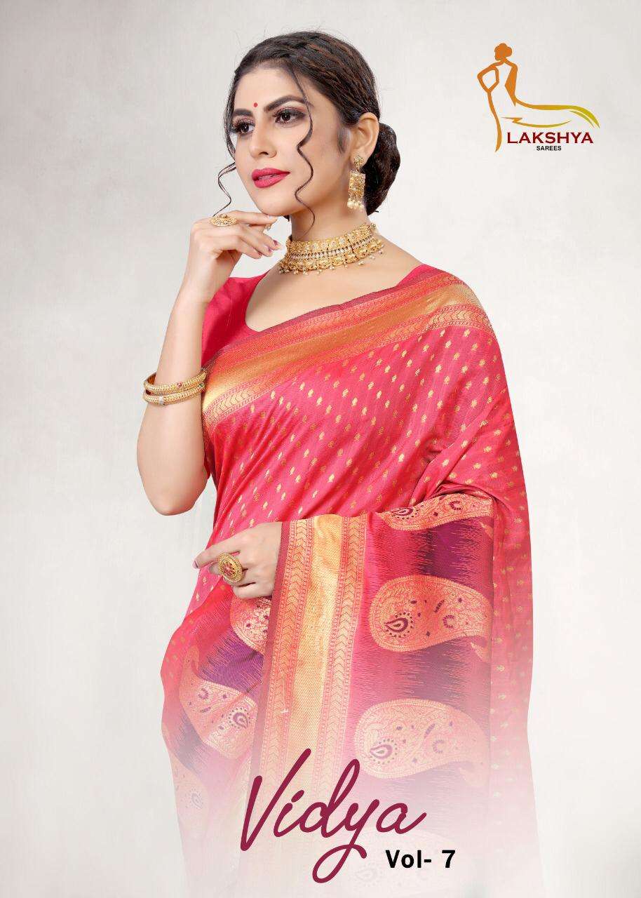 VIDYA VOL-7 BY LAKSHYA 7001 TO 7006 SERIES DESIGNER STYLISH FANCY COLORFUL BEAUTIFUL PARTY WEAR & ETHNIC WEAR COLLECTION JACQUARD SILK KURTIS AT WHOLESALE PRICE