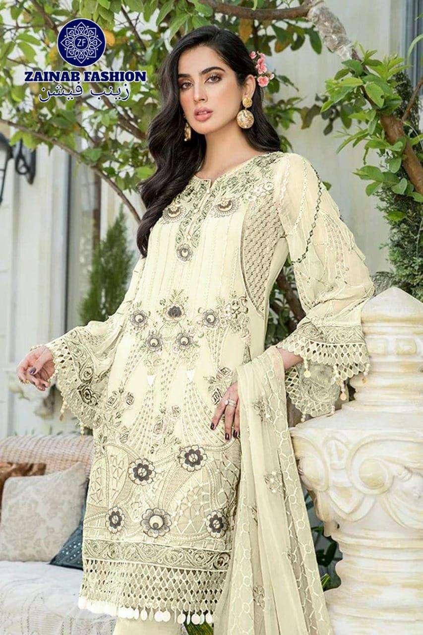 ZF-109 BY ZAINAB FASHION PAKISTANI SUITS BEAUTIFUL FANCY COLORFUL STYLISH PARTY WEAR & OCCASIONAL WEAR PURE GEORGETTE WITH EMBROIDERY DRESSES AT WHOLESALE PRICE