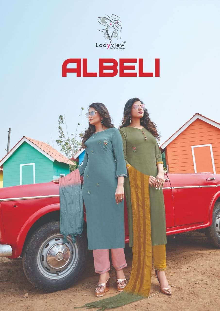 ALBELI BY LADY VIEW 2001 TO 2006 SERIES BEAUTIFUL SUITS COLORFUL STYLISH FANCY CASUAL WEAR & ETHNIC WEAR RAYON EMBROIDERED DRESSES AT WHOLESALE PRICE