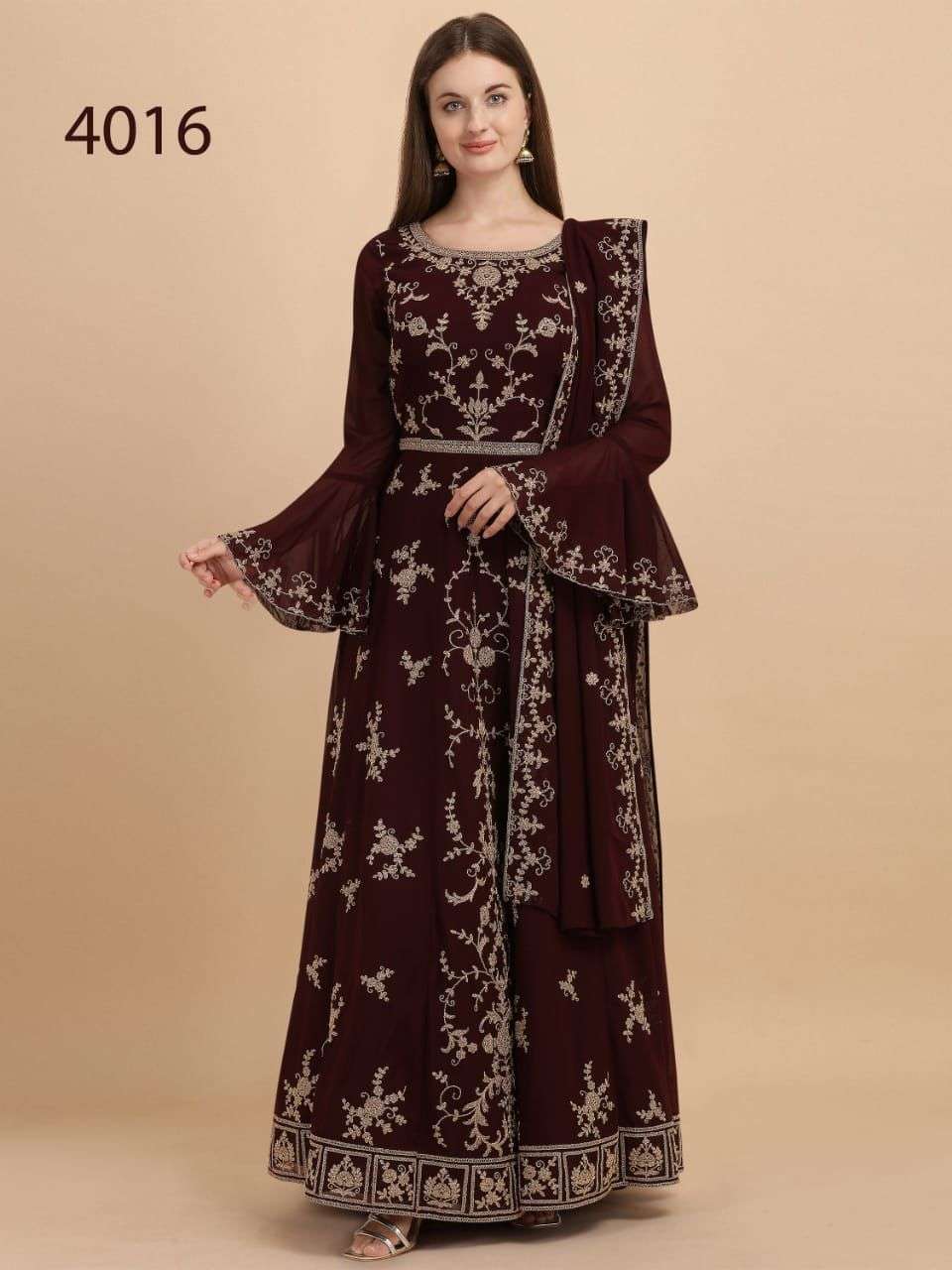 AVIGHAYA 4015 SERIES BY AVIGHAYA 4015 TO 4018 SERIES BEAUTIFUL STYLISH ANARKALI SUITS FANCY COLORFUL CASUAL WEAR & ETHNIC WEAR & READY TO WEAR REAL GEORGETTE DRESSES AT WHOLESALE PRICE