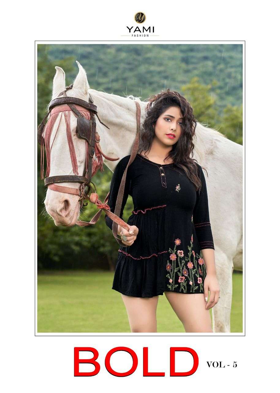 BOLD VOL-5 BY YAMI FASHION 5531 TO 5539 SERIES BEAUTIFUL COLORFUL STYLISH FANCY CASUAL WEAR & READY TO WEAR HEAVY RAYON EMBROIDERED TOPS AT WHOLESALE PRICE