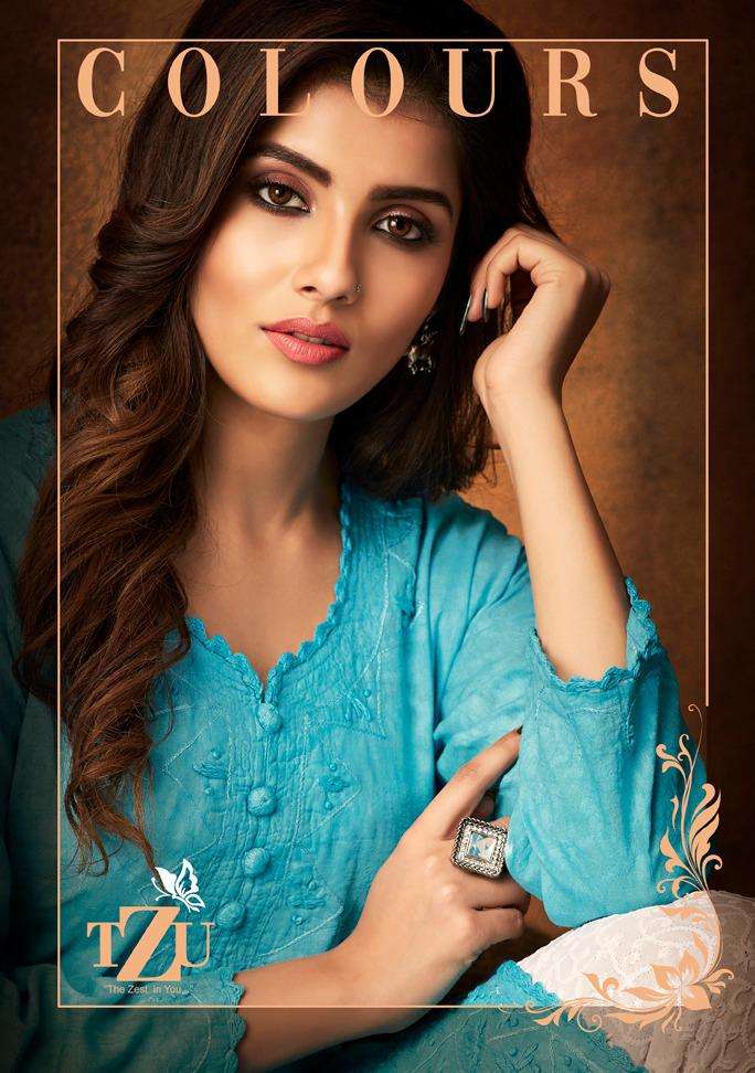 COLOURS BY TZU 1001 TO 1006 SERIES DESIGNER STYLISH FANCY COLORFUL BEAUTIFUL PARTY WEAR & ETHNIC WEAR COLLECTION COTTON EMBROIDERY KURTIS AT WHOLESALE PRICE