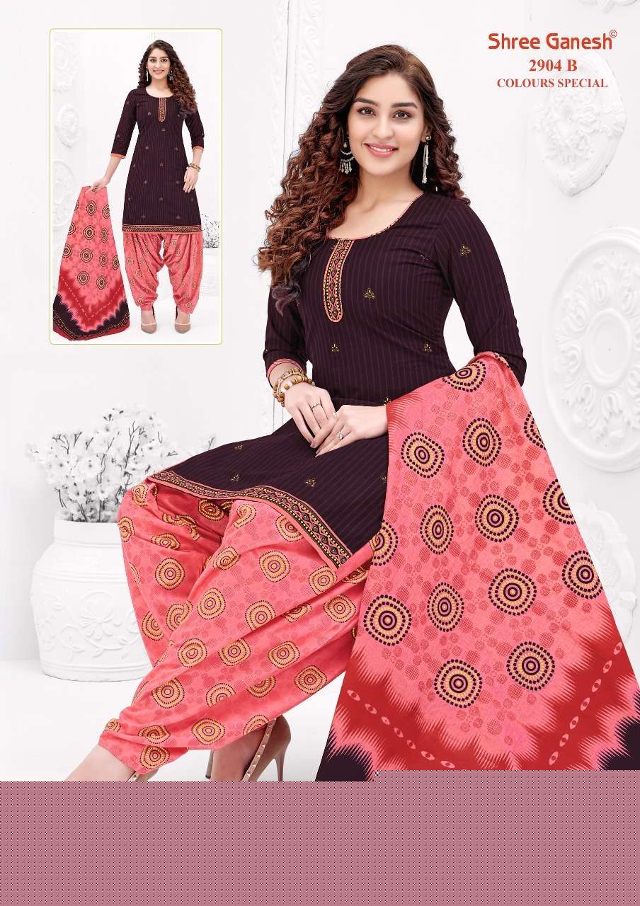 COLOUR SPECIAL 2904 BY SHREE GANESH 2904-A TO 2904-D SERIES BEAUTIFUL STYLISH SHARARA SUITS FANCY COLORFUL CASUAL WEAR & ETHNIC WEAR & READY TO WEAR PURE COTTON PRINTED DRESSES AT WHOLESALE PRICE