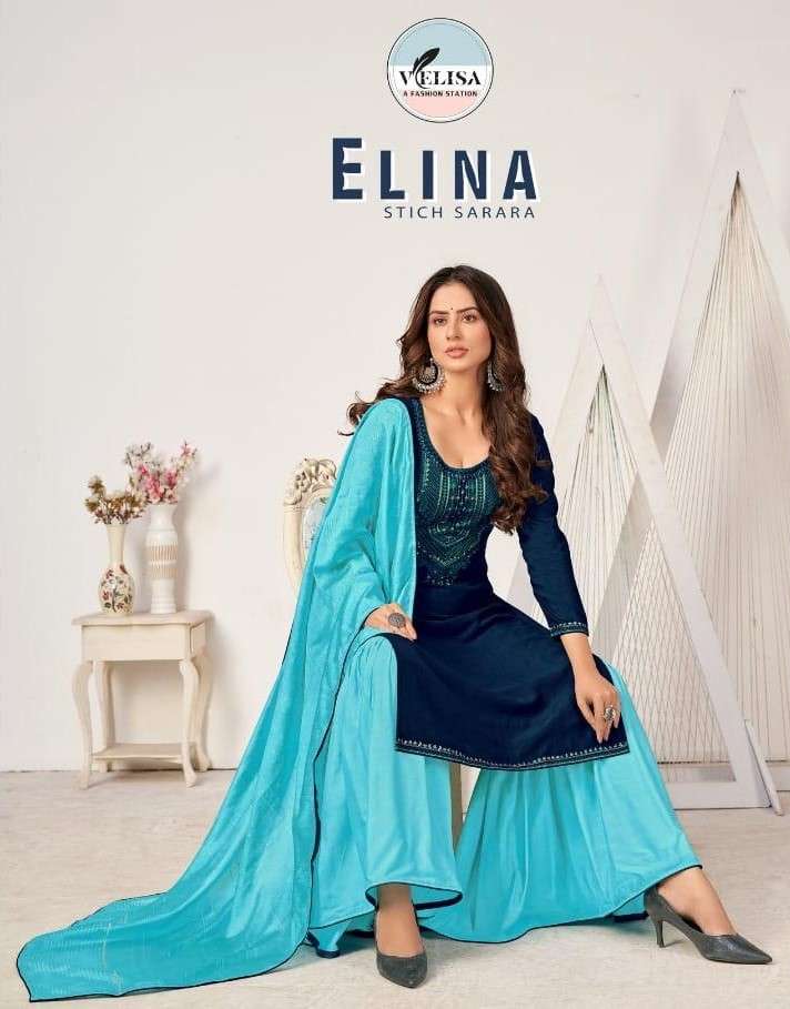 ELINA BY VELISA 901 TO 904 SERIES BEAUTIFUL SHARARA SUITS COLORFUL STYLISH FANCY CASUAL WEAR & ETHNIC WEAR PARAMPARA SILK EMBROIDERED DRESSES AT WHOLESALE PRICE