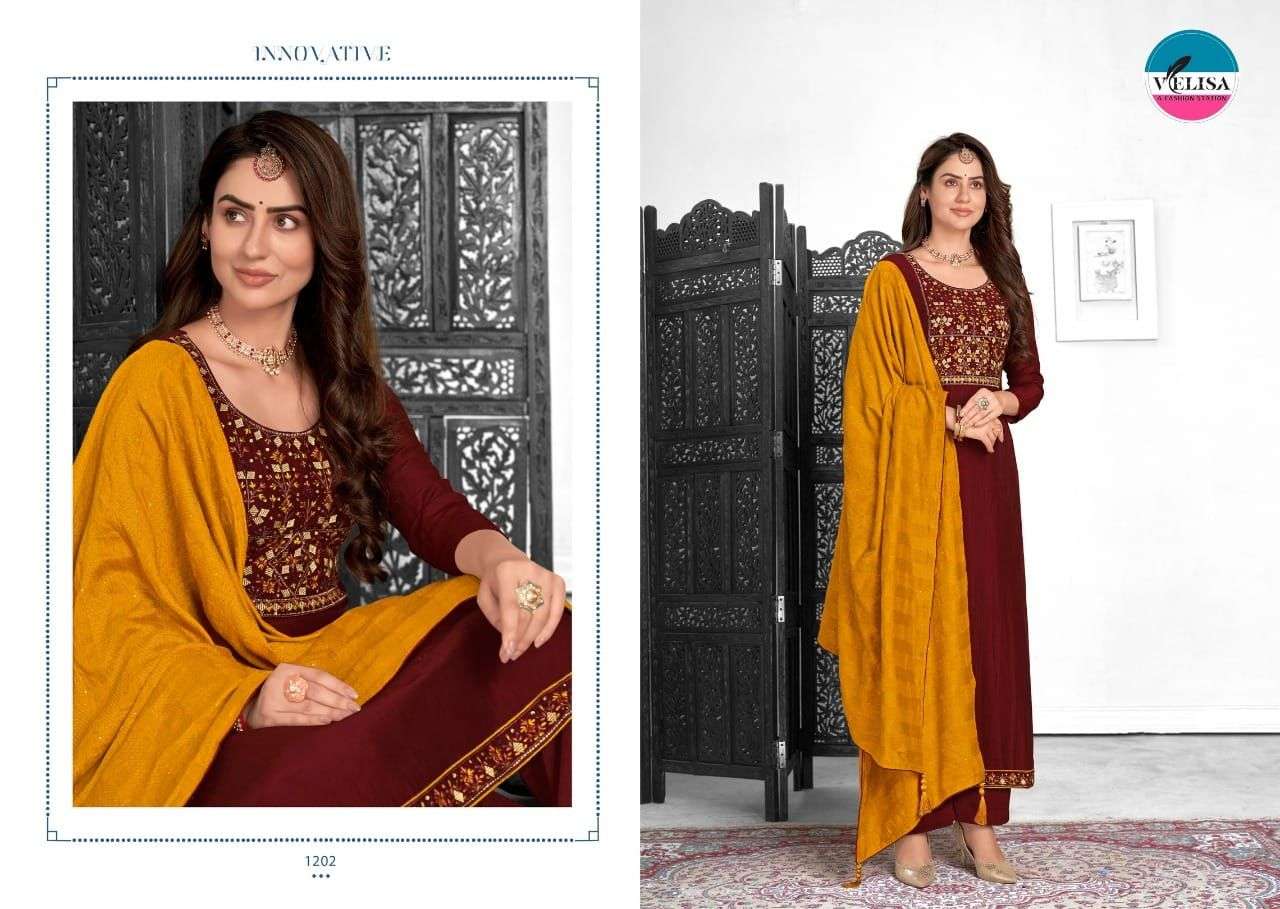 FALAK BY VELISA 1201 TO 1204 SERIES BEAUTIFUL SUITS COLORFUL STYLISH FANCY CASUAL WEAR & ETHNIC WEAR PARAMPARA SILK DRESSES AT WHOLESALE PRICE