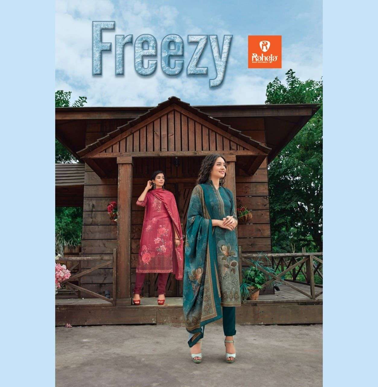 FREEZY BY RAHEJA 101 TO 109 SERIES BEAUTIFUL STYLISH SHARARA SUITS FANCY COLORFUL CASUAL WEAR & ETHNIC WEAR & READY TO WEAR PASHMINA DIGITAL PRINTED DRESSES AT WHOLESALE PRICE