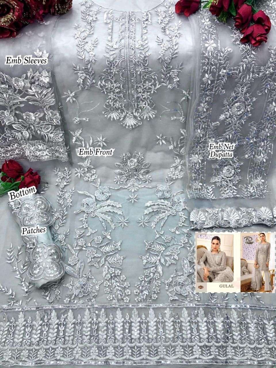 GULAL 101 COLOURS BY LAAIBAH DESIGNER PAKISTANI SUITS BEAUTIFUL STYLISH FANCY COLORFUL PARTY WEAR & OCCASIONAL WEAR HEAVY BUTTERFLY NET DRESSES AT WHOLESALE PRICE