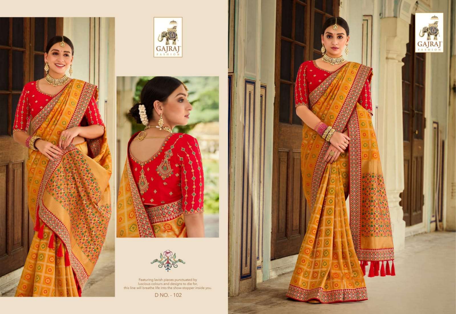 Gajraj 101 Series By Gajraj Fashion 101 To 112 Series Indian Traditional Wear Collection Beautiful Stylish Fancy Colorful Party Wear & Occasional Wear Fancy Sarees At Wholesale Price