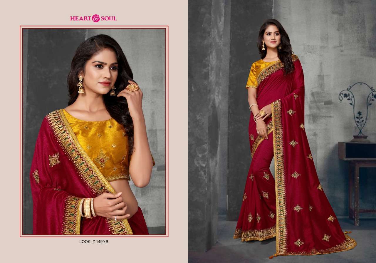 GULIKA BY HEART AND SOUL 1490-A TO 1492-B SERIES INDIAN TRADITIONAL WEAR COLLECTION BEAUTIFUL STYLISH FANCY COLORFUL PARTY WEAR & OCCASIONAL WEAR SILK SAREES AT WHOLESALE PRICE