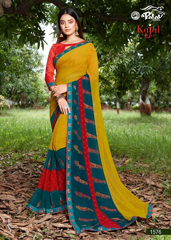 KAJAL BY PALAV 1575 TO 1584 SERIES INDIAN TRADITIONAL WEAR COLLECTION BEAUTIFUL STYLISH FANCY COLORFUL PARTY WEAR & OCCASIONAL WEAR GEORGETTE SAREES AT WHOLESALE PRICE