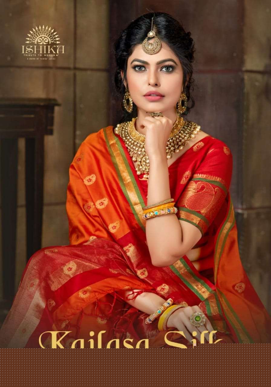 KAILASA SILK VOL-2 BY ISHIKA FASHION 1161 TO 1168 SERIES INDIAN TRADITIONAL WEAR COLLECTION BEAUTIFUL STYLISH FANCY COLORFUL PARTY WEAR & OCCASIONAL WEAR SOFT SILK SAREES AT WHOLESALE PRICE