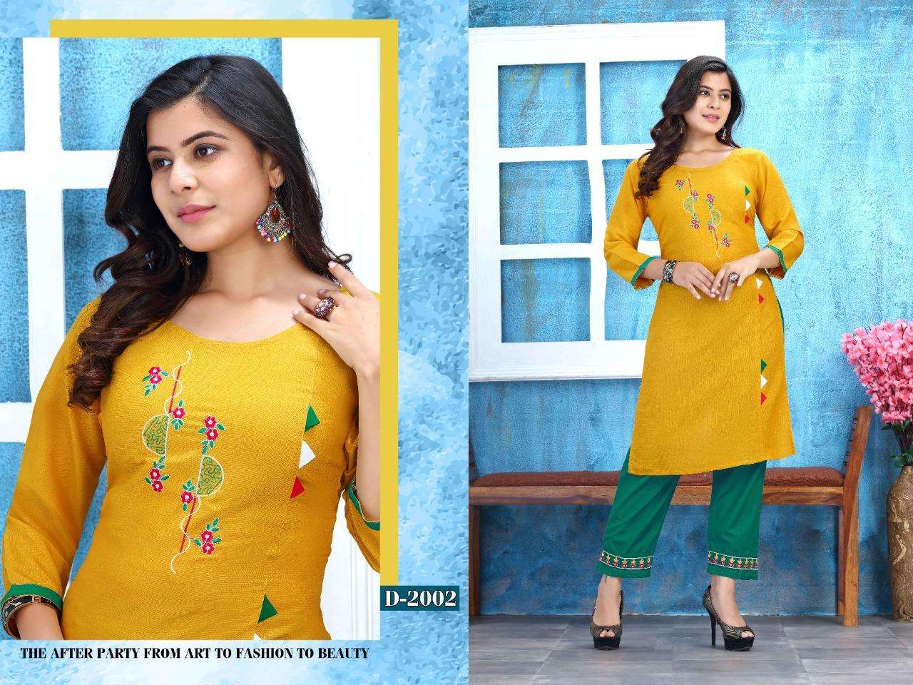 KESAR VOL-2 BY TRENDY 2001 TO 2008 SERIES DESIGNER STYLISH FANCY COLORFUL BEAUTIFUL PARTY WEAR & ETHNIC WEAR COLLECTION RAYON TWO TONE KURTIS WITH BOTTOM AT WHOLESALE PRICE
