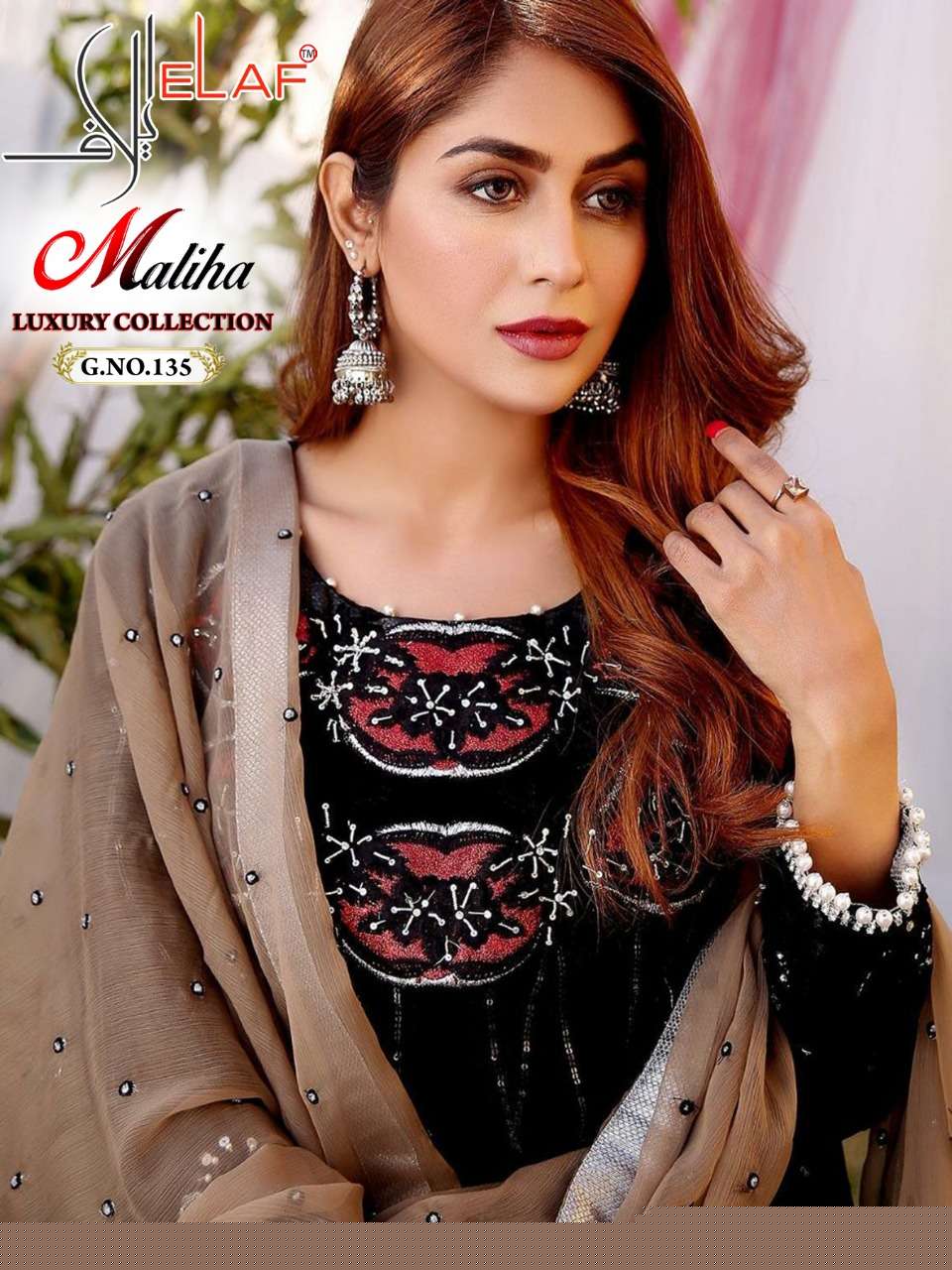 MALIHA BY ELAAF DESIGNER PAKISTANI SUITS BEAUTIFUL STYLISH FANCY COLORFUL PARTY WEAR & OCCASIONAL WEAR HEAVY GEORGETTE EMBROIDERY DRESSES AT WHOLESALE PRICE