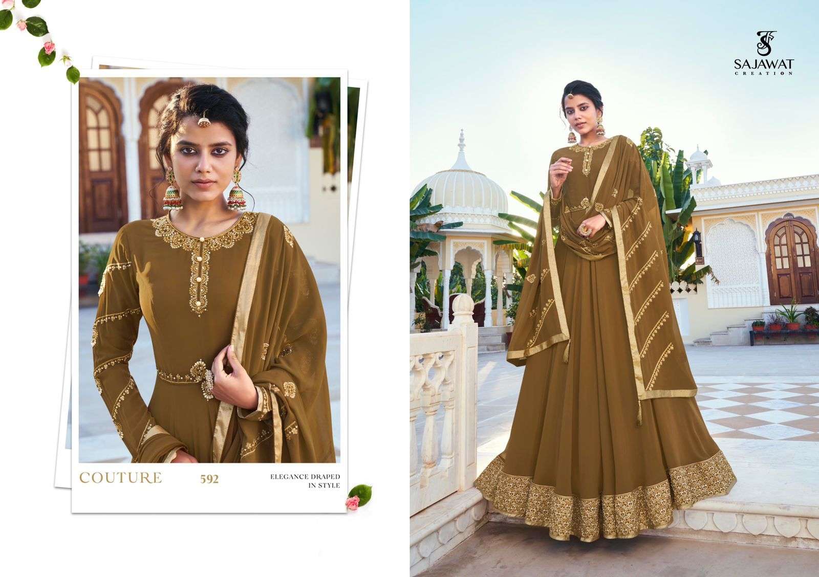 MANDORA VOL-2 BY SAJAWAT CREATION 591 TO 596 SERIES BEAUTIFUL ANARKALI SUITS COLORFUL STYLISH FANCY CASUAL WEAR & ETHNIC WEAR HEAVY BLOOMING DRESSES AT WHOLESALE PRICE