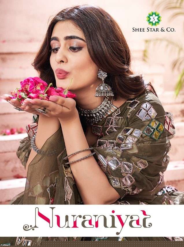 NURANIYAT BY SHEE STAR 1092 TO 1095 SERIES DESIGNER BEAUTIFUL NAVRATRI COLLECTION OCCASIONAL WEAR & PARTY WEAR SOFT NET LEHENGAS AT WHOLESALE PRICE
