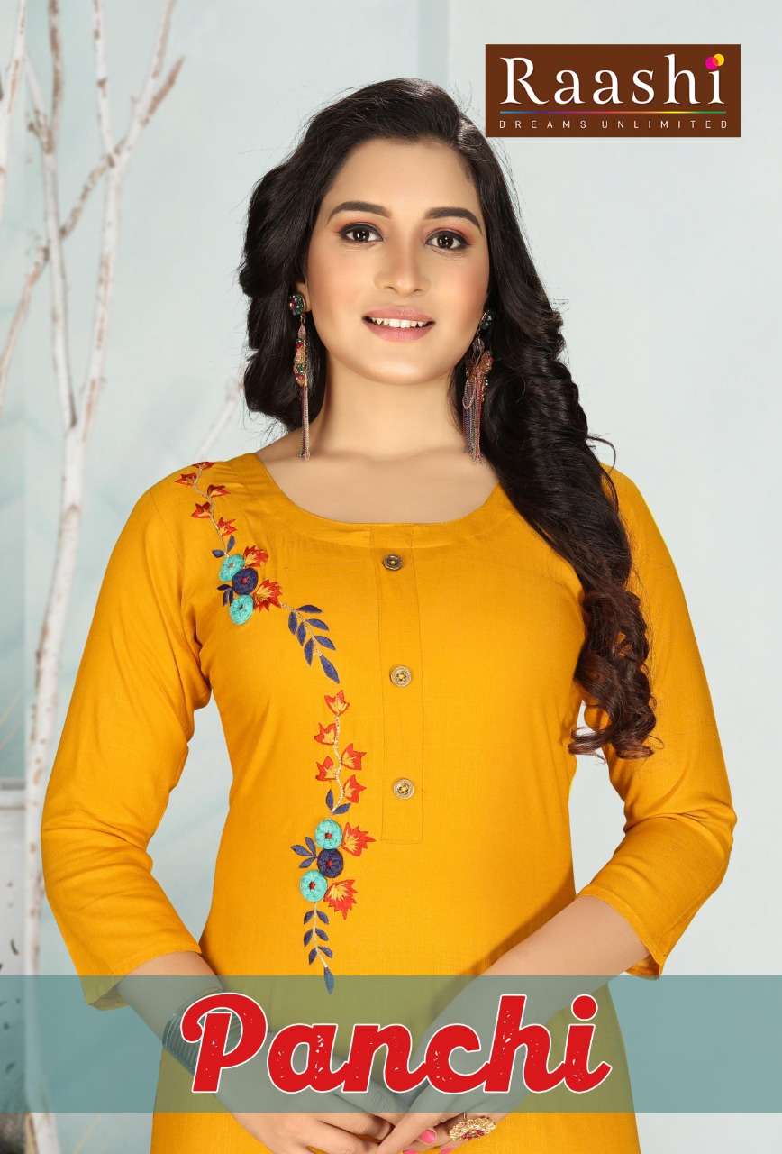 PANCHI BY RAASHI 7701 TO 7712 SERIES DESIGNER STYLISH FANCY COLORFUL BEAUTIFUL PARTY WEAR & ETHNIC WEAR COLLECTION RAYON EMBROIDERY KURTIS AT WHOLESALE PRICE