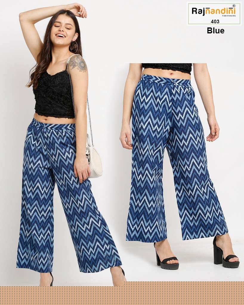 PLAZZO VOL-1 BY RAJNANDINI STYLISH FANCY BEAUTIFUL COLORFUL CASUAL WEAR & ETHNIC WEAR PURE COTTON PANTS AT WHOLESALE PRICE