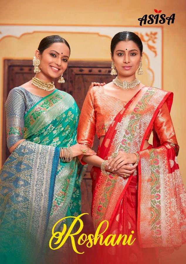 ROSHANI BY ASISA 8501 TO 8506 SERIES INDIAN TRADITIONAL WEAR COLLECTION BEAUTIFUL STYLISH FANCY COLORFUL PARTY WEAR & OCCASIONAL WEAR BANARASI SILK SAREES AT WHOLESALE PRICE