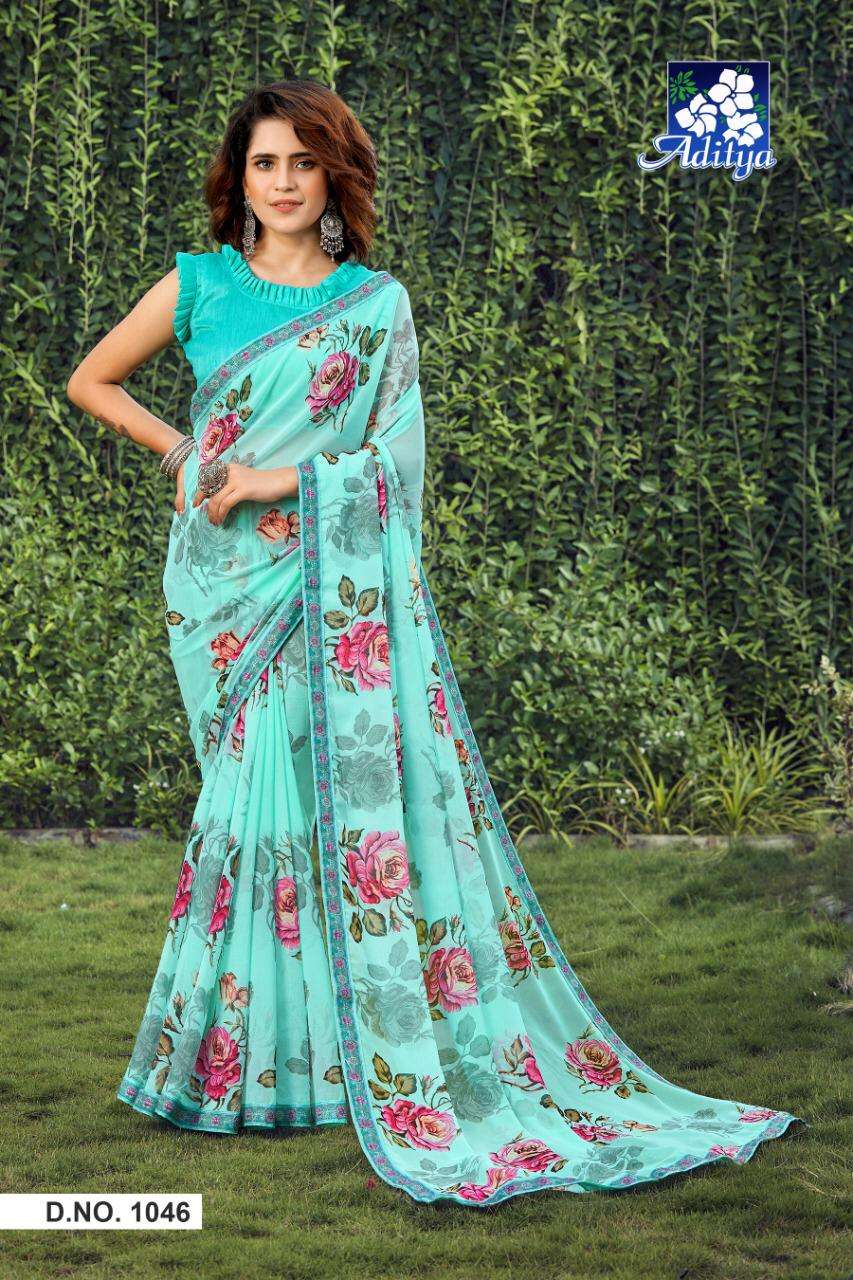 SAVERA VOL-3 BY ADITYA PRINTS 1045 TO 1053 SERIES INDIAN TRADITIONAL WEAR COLLECTION BEAUTIFUL STYLISH FANCY COLORFUL PARTY WEAR & OCCASIONAL WEAR GEORGETTE PRINT SAREES AT WHOLESALE PRICE