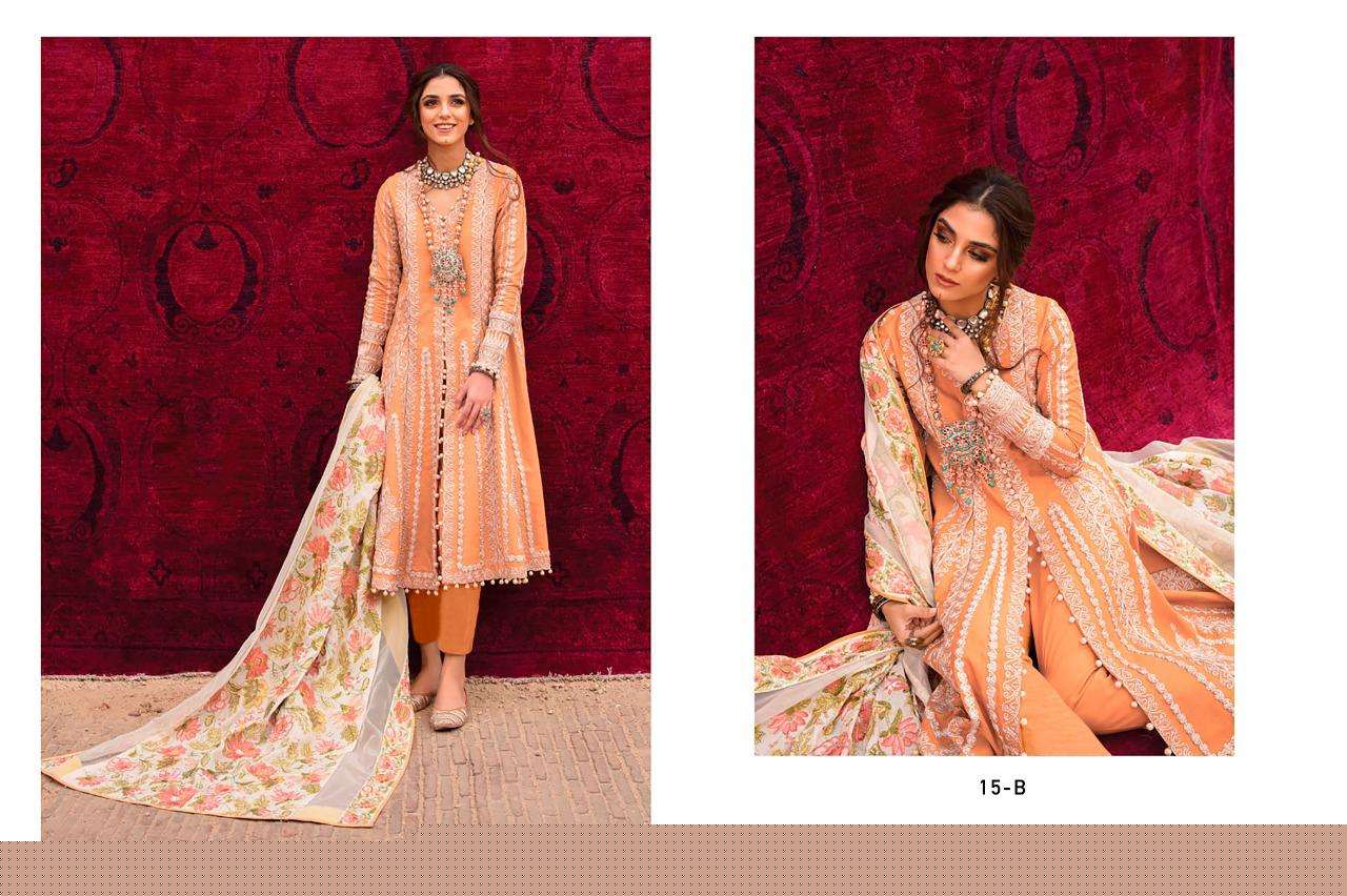 SAIRA COLORS VOL-1 BY GUL BAHAR 15-A TO 15-D SERIES DESIGNER PAKISTANI SUITS BEAUTIFUL FANCY COLORFUL STYLISH PARTY WEAR & OCCASIONAL WEAR HEAVY JAM COTTON EMBROIDERED DRESSES AT WHOLESALE PRICE