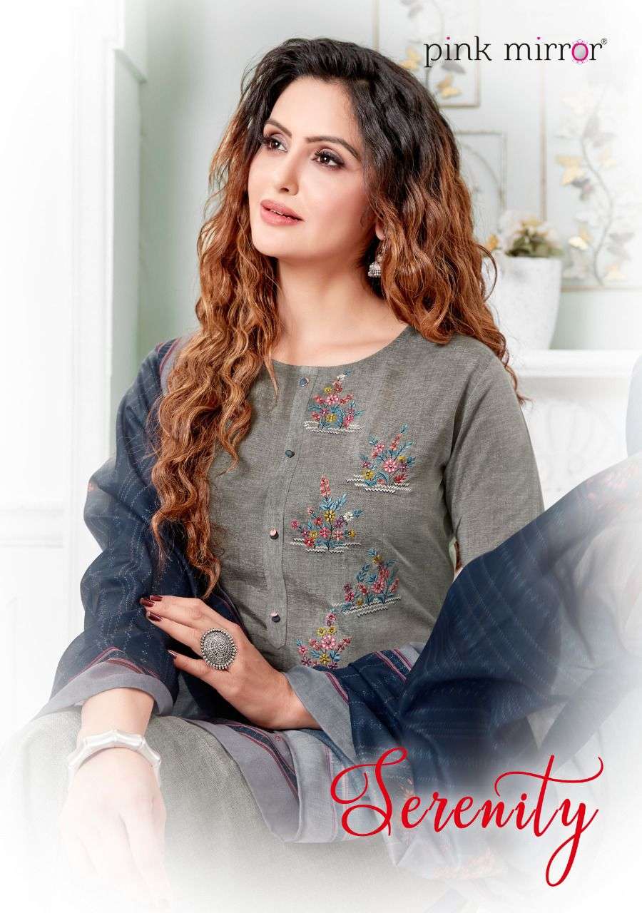 SERENITY BY PINK MIRROR 1001 TO 1006 SERIES BEAUTIFUL SUITS COLORFUL STYLISH FANCY CASUAL WEAR & ETHNIC WEAR VISCOSE SILK EMBROIDERED DRESSES AT WHOLESALE PRICE