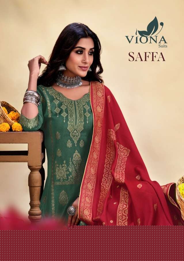 SAFFA BY VIONA SUITS 1001 TO 1008 SERIES BEAUTIFUL SUITS COLORFUL STYLISH FANCY CASUAL WEAR & ETHNIC WEAR PURE WOOL JACQUARD DRESSES AT WHOLESALE PRICE