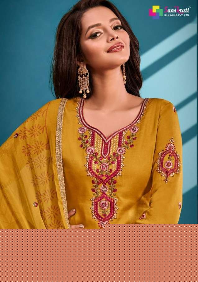 SUBLIME BY SANSKRUTI SILK MILLS 7507 TO 7512 SERIES BEAUTIFUL SUITS COLORFUL STYLISH FANCY CASUAL WEAR & ETHNIC WEAR PURE JAM SILK EMBROIDERED DRESSES AT WHOLESALE PRICE