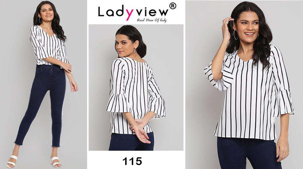 TOPSY VOL-4 BY LADY VIEW 114 TO 123 SERIES BEAUTIFUL COLORFUL STYLISH FANCY CASUAL WEAR & READY TO WEAR HEAVY AMERICAN CREPE DIGITAL PRINT TOPS AT WHOLESALE PRICE