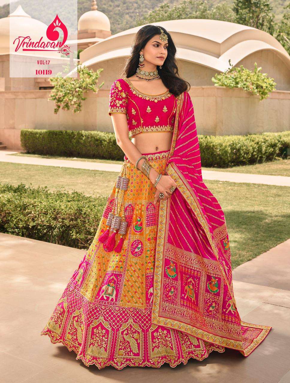 VRINDAVAN VOL-17 BY VRINDAVAN 10118 TO 10126 SERIES INDIAN TRADITIONAL WEAR COLLECTION BEAUTIFUL STYLISH FANCY COLORFUL PARTY WEAR & OCCASIONAL WEAR FANCY SAREES AT WHOLESALE PRICE