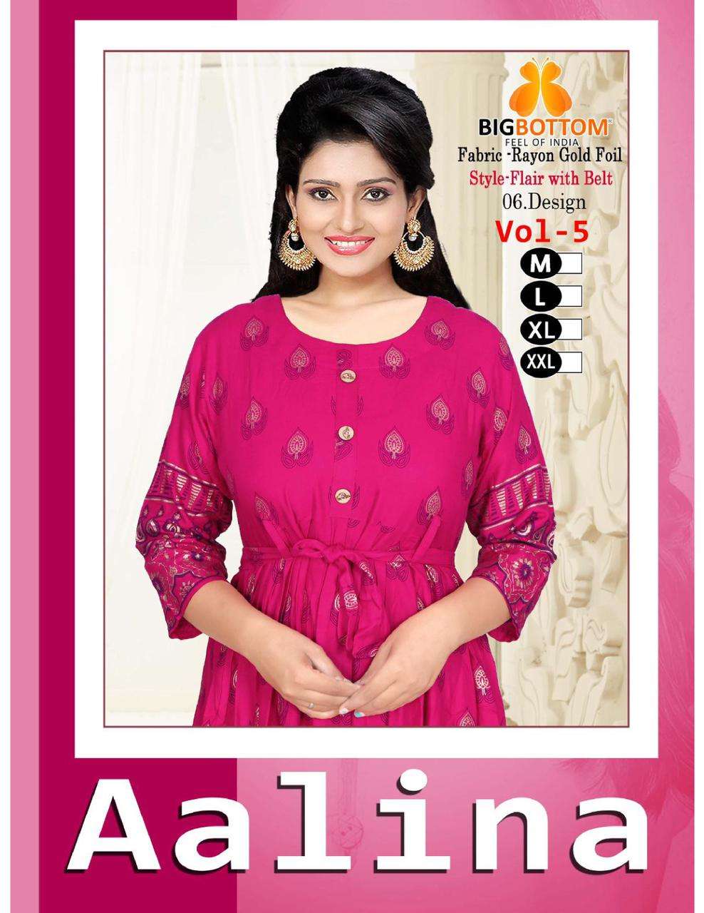 AALINA BY BIG BOTTOM 5001 TO 5006 SERIES BEAUTIFUL STYLISH FANCY COLORFUL CASUAL WEAR & ETHNIC WEAR HEAVY RAYON FOIL PRINT GOWNS AT WHOLESALE PRICE