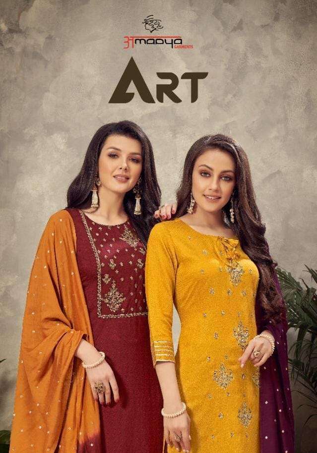 ART BY AMAAYA GARMENTS 1001 TO 1005 SERIES BEAUTIFUL SUITS COLORFUL STYLISH FANCY CASUAL WEAR & ETHNIC WEAR PURE VISCOSE DOBBY EMBROIDERED DRESSES AT WHOLESALE PRICE