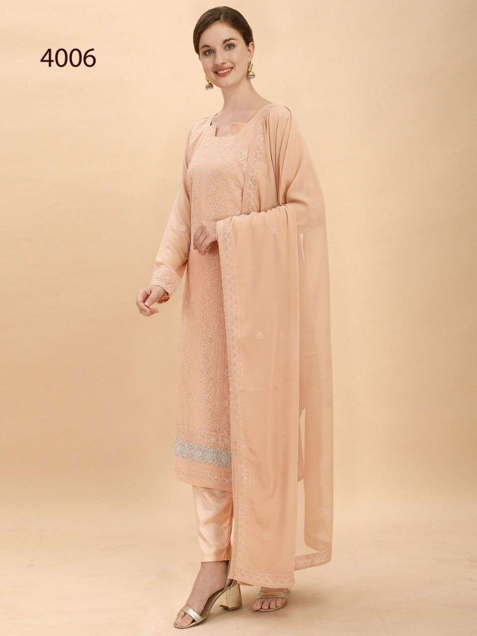 AVIGHAYA 4005 SERIES BY AVIGHAYA 4005 TO 4009 SERIES BEAUTIFUL STYLISH ANARKALI SUITS FANCY COLORFUL CASUAL WEAR & ETHNIC WEAR & READY TO WEAR REAL GEORGETTE DRESSES AT WHOLESALE PRICE