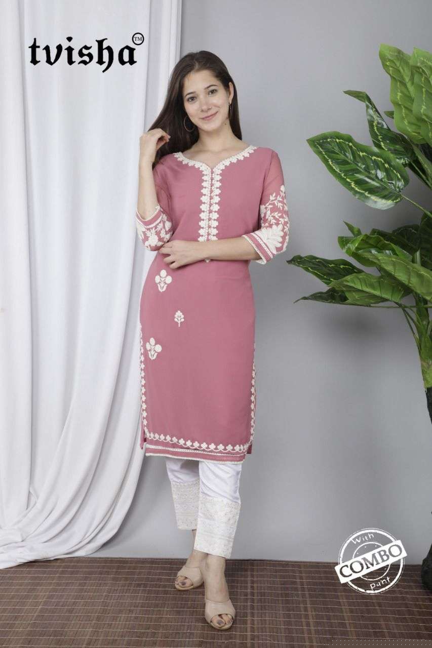 AAFREEN VOL-2 BY TVISHA 201 TO 208 SERIES DESIGNER STYLISH FANCY COLORFUL BEAUTIFUL PARTY WEAR & ETHNIC WEAR COLLECTION GEORGETTE EMBROIDERY KURTIS WITH BOTTOM AT WHOLESALE PRICE