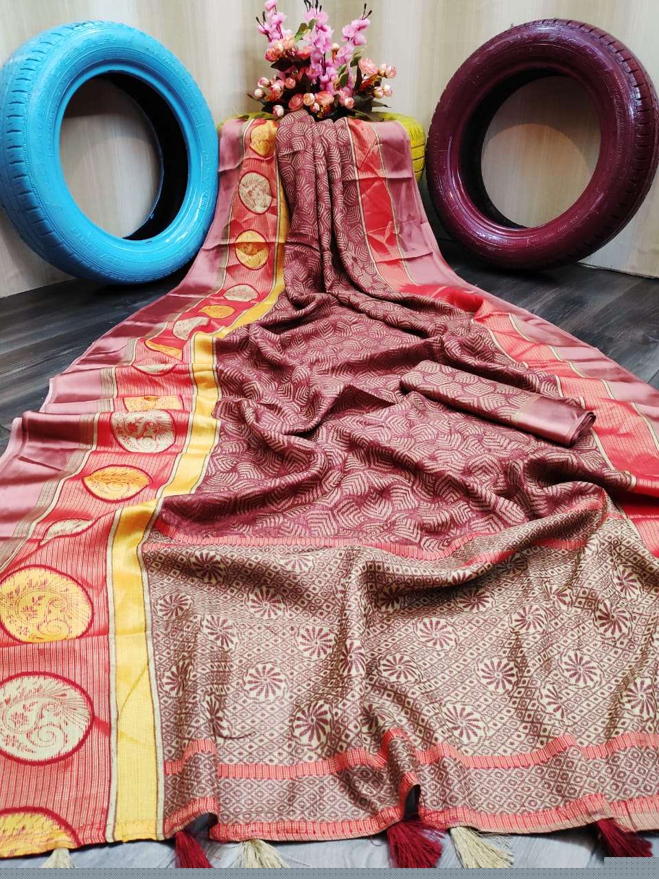 BRAZZO SILK BY MYRA 01 TO 03 SERIES INDIAN TRADITIONAL WEAR COLLECTION BEAUTIFUL STYLISH FANCY COLORFUL PARTY WEAR & OCCASIONAL WEAR BRASSO SILK SAREES AT WHOLESALE PRICE