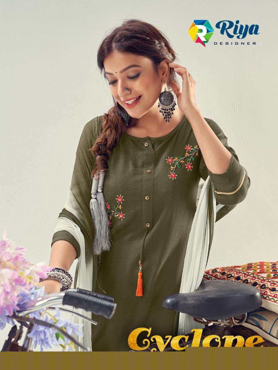 CYCLONE BY RIYA DESIGNER 3001 TO 3006 SERIES DESIGNER STYLISH FANCY COLORFUL BEAUTIFUL PARTY WEAR & ETHNIC WEAR COLLECTION HEAVY TESLA SLUB KURTIS WITH DUPATTA AT WHOLESALE PRICE