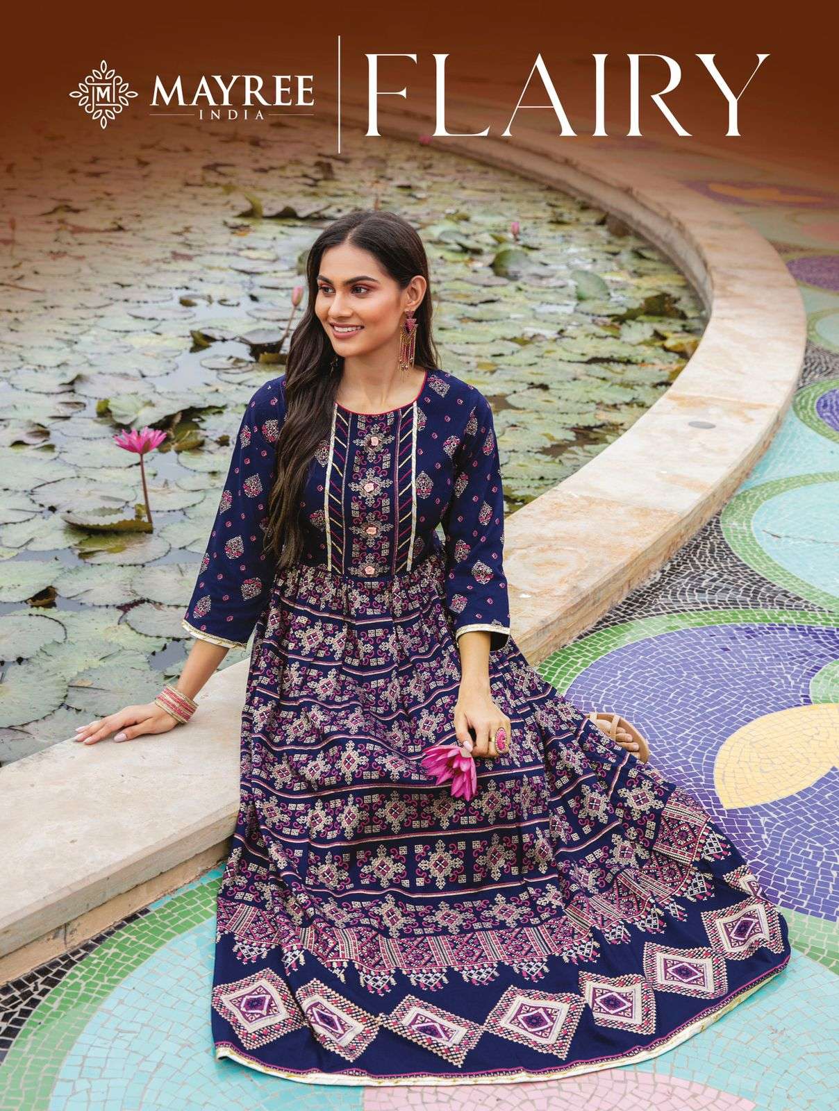 FLAIRY BY MAYREE 01 TO 06 SERIES BEAUTIFUL STYLISH FANCY COLORFUL CASUAL WEAR & ETHNIC WEAR HEAVY SILK PRINT GOWNS AT WHOLESALE PRICE