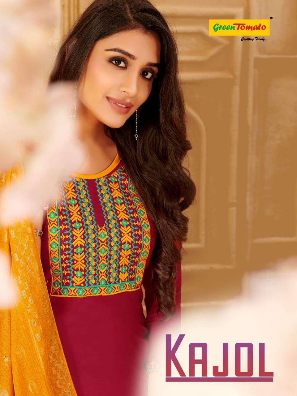 KAJOL BY GREEN TOMATO 001 TO 008 SERIES BEAUTIFUL PATIYALA SUITS COLORFUL STYLISH FANCY CASUAL WEAR & ETHNIC WEAR RAYON EMBROIDERED DRESSES AT WHOLESALE PRICE