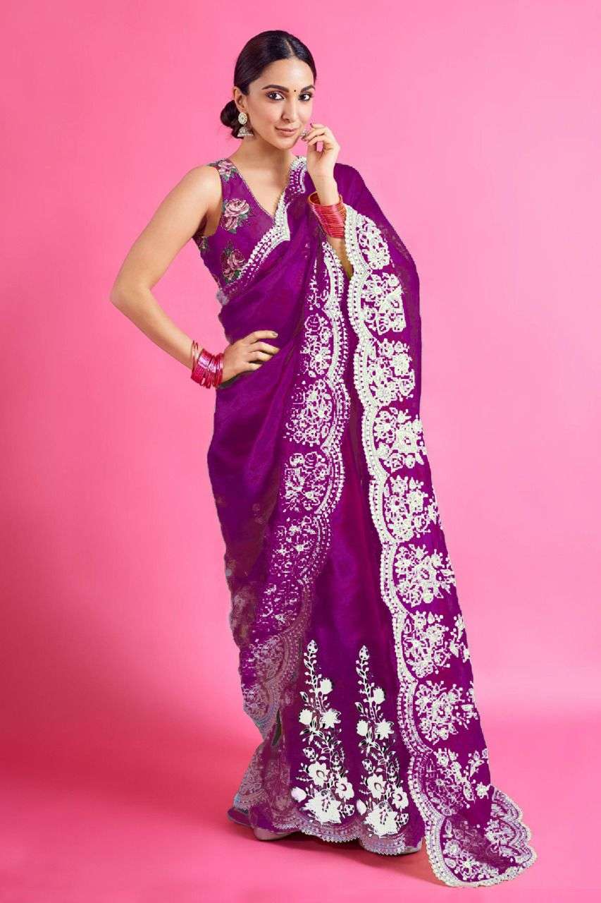 KIARA BY VAIRAGEE 101 TO 106 SERIES INDIAN TRADITIONAL WEAR COLLECTION BEAUTIFUL STYLISH FANCY COLORFUL PARTY WEAR & OCCASIONAL WEAR ORGANZA SAREES AT WHOLESALE PRICE