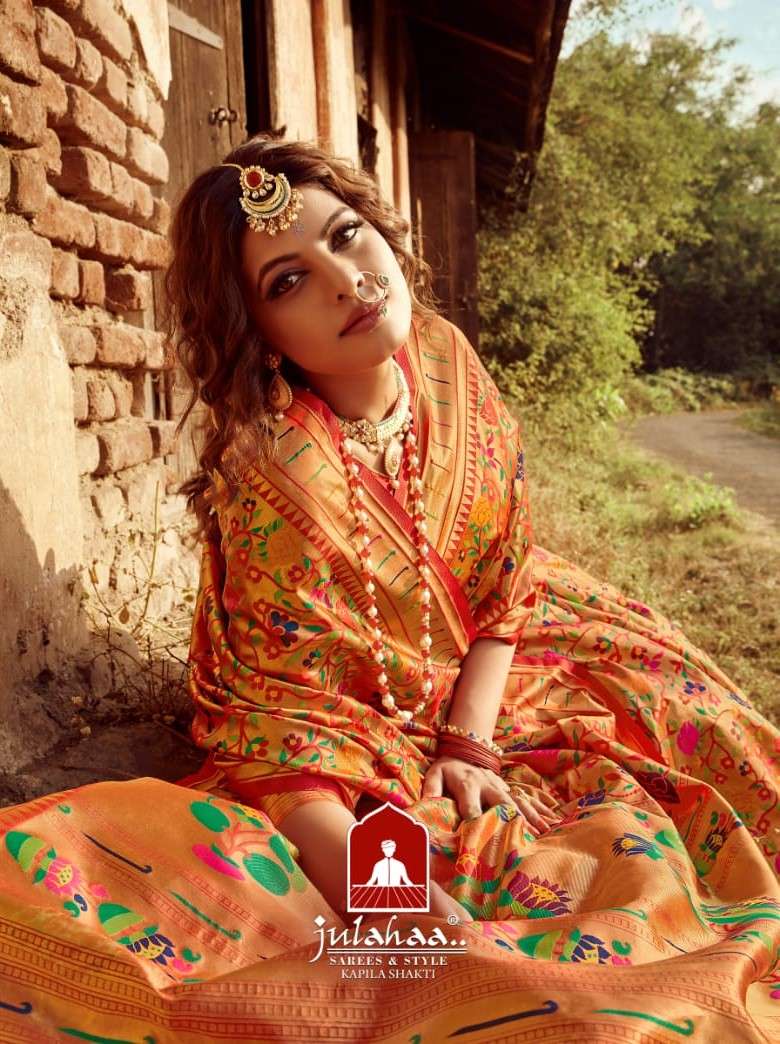 KAPILA SHAKTI BY JULAHAA A TO B SERIES INDIAN TRADITIONAL WEAR COLLECTION BEAUTIFUL STYLISH FANCY COLORFUL PARTY WEAR & OCCASIONAL WEAR SILK SAREES AT WHOLESALE PRICE