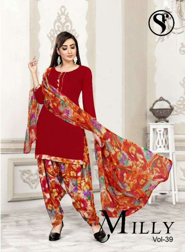 MILLY VOL-39 BY SWEETY FASHION 9001 TO 9012 SERIES BEAUTIFUL STYLISH SUITS FANCY COLORFUL CASUAL WEAR & ETHNIC WEAR & READY TO WEAR LEON CREPE DRESSES AT WHOLESALE PRICE