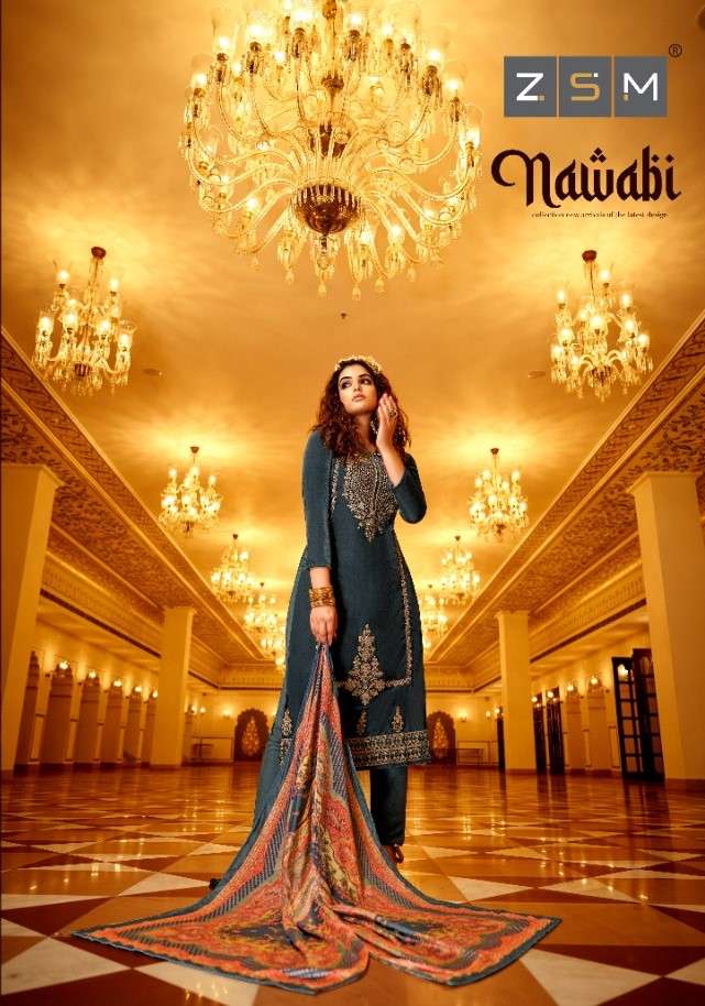 NAWABI BY ZSM 1001 TO 1006 SERIES BEAUTIFUL SUITS COLORFUL STYLISH FANCY CASUAL WEAR & ETHNIC WEAR PURE VELVET EMBROIDERED DRESSES AT WHOLESALE PRICE